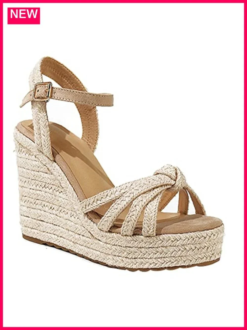Woven Espadrille Wedge Sandals with Adjustable Buckle Strap and Cushioned Insole